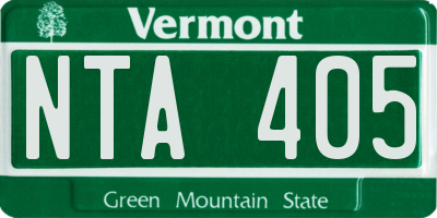 VT license plate NTA405