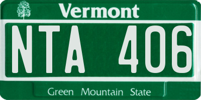 VT license plate NTA406