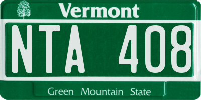 VT license plate NTA408