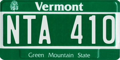 VT license plate NTA410