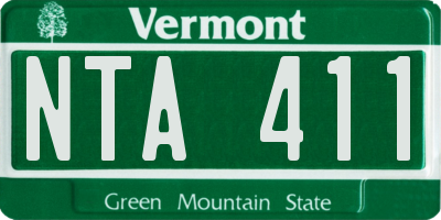 VT license plate NTA411