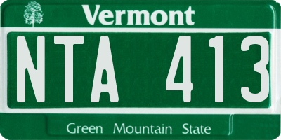 VT license plate NTA413