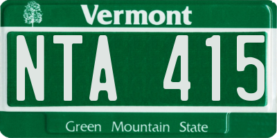 VT license plate NTA415