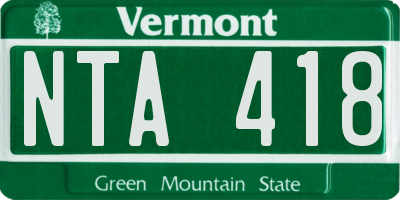 VT license plate NTA418