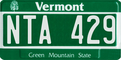 VT license plate NTA429