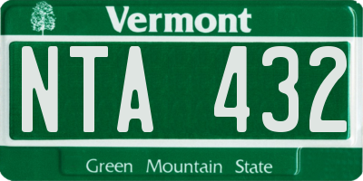 VT license plate NTA432
