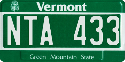 VT license plate NTA433