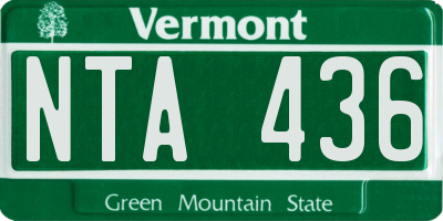 VT license plate NTA436