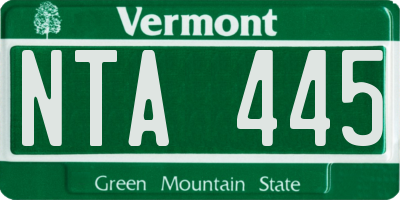 VT license plate NTA445