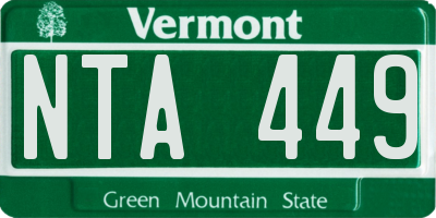 VT license plate NTA449