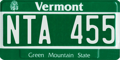 VT license plate NTA455