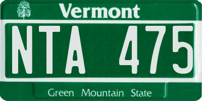 VT license plate NTA475