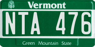 VT license plate NTA476