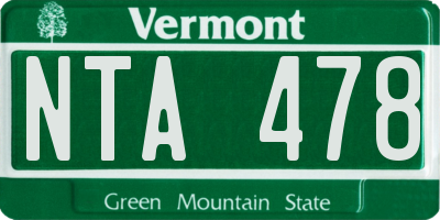 VT license plate NTA478