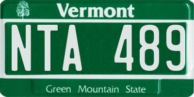 VT license plate NTA489