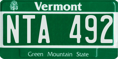 VT license plate NTA492
