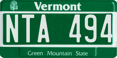 VT license plate NTA494