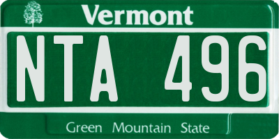 VT license plate NTA496