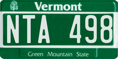 VT license plate NTA498