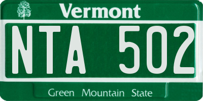 VT license plate NTA502