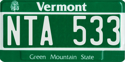 VT license plate NTA533