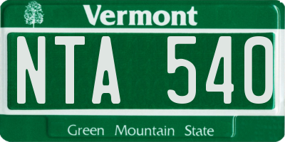 VT license plate NTA540