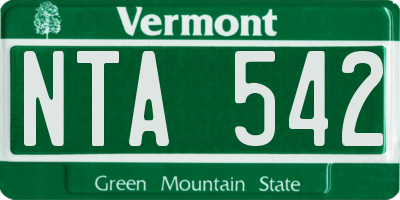 VT license plate NTA542