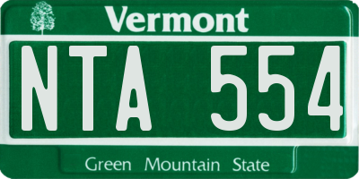 VT license plate NTA554