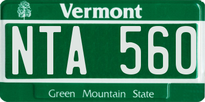VT license plate NTA560