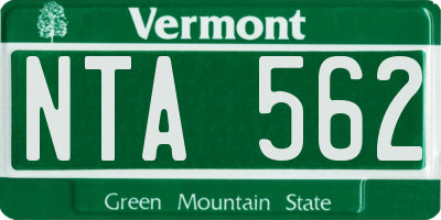 VT license plate NTA562