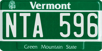 VT license plate NTA596