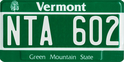 VT license plate NTA602