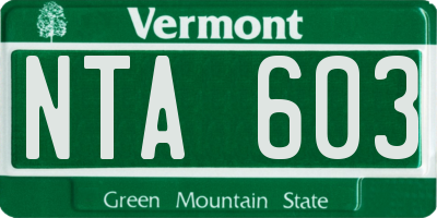 VT license plate NTA603