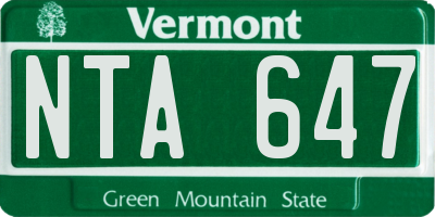 VT license plate NTA647
