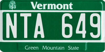 VT license plate NTA649