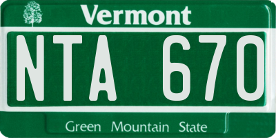 VT license plate NTA670
