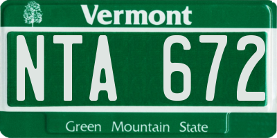 VT license plate NTA672