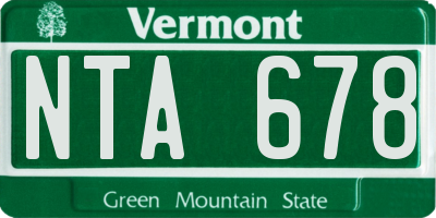 VT license plate NTA678