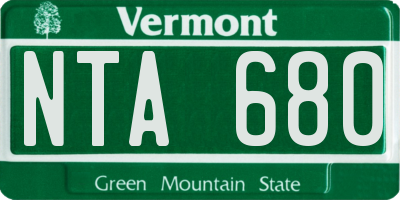 VT license plate NTA680