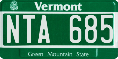 VT license plate NTA685
