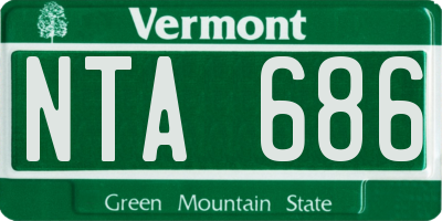 VT license plate NTA686