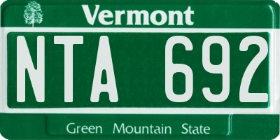 VT license plate NTA692