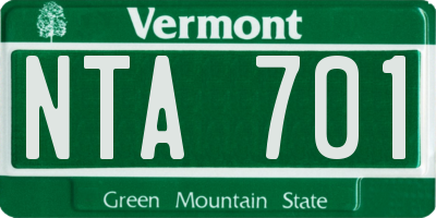 VT license plate NTA701