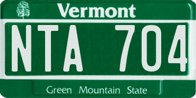 VT license plate NTA704
