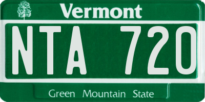 VT license plate NTA720