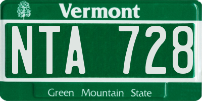 VT license plate NTA728