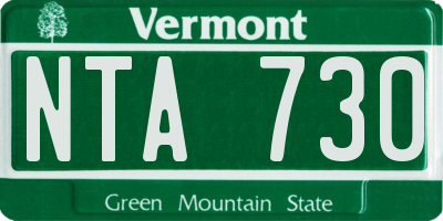 VT license plate NTA730