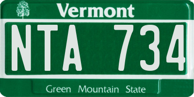 VT license plate NTA734