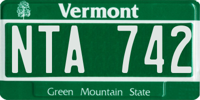 VT license plate NTA742