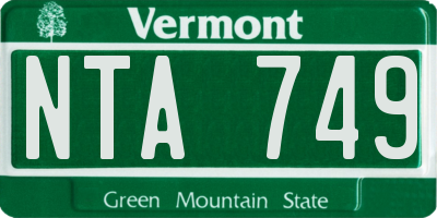 VT license plate NTA749